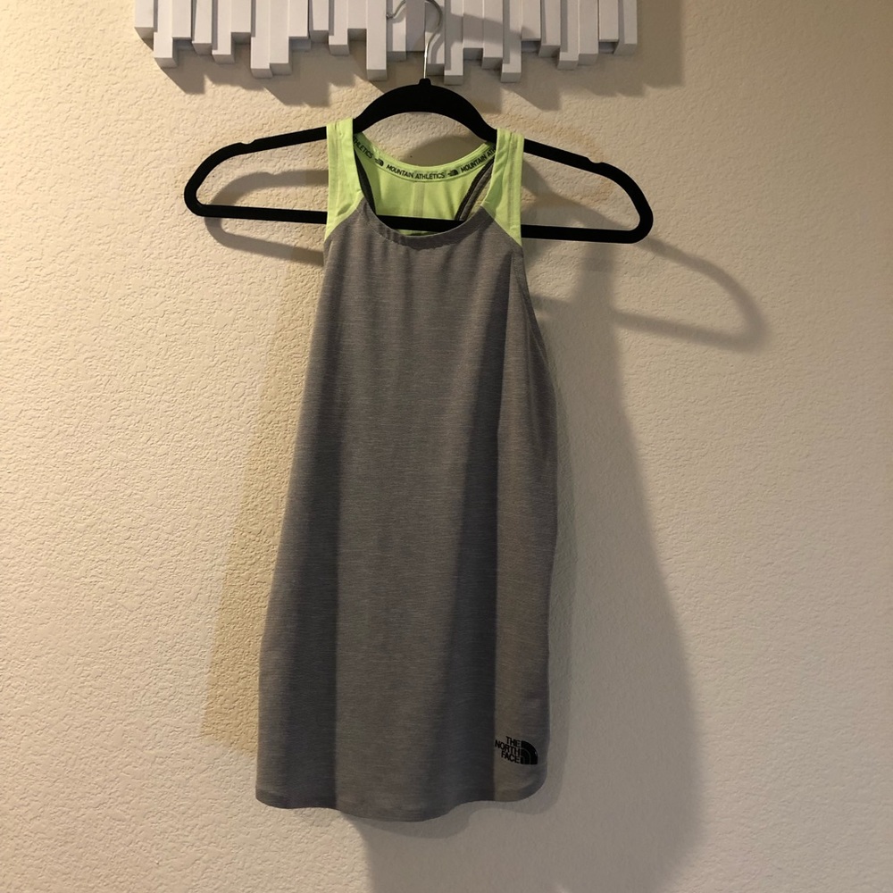 North face • neon green and gray tank